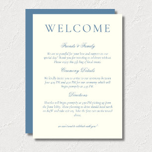 Classic Dusty Blue Minimalist Wedding Welcome Programme