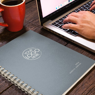 Classic Dusty Blue Modern Logo Weekly Planner