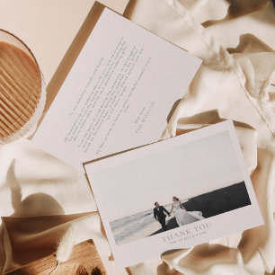 Classic Dusty Blue Romantic Photo Wedding Thank You Card