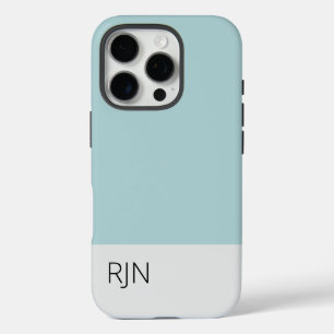 Classic Dusty Blue Simple Modern Monogram iPhone 16 Pro Case