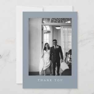 Classic Dusty Blue Wedding Photo Thank You Card