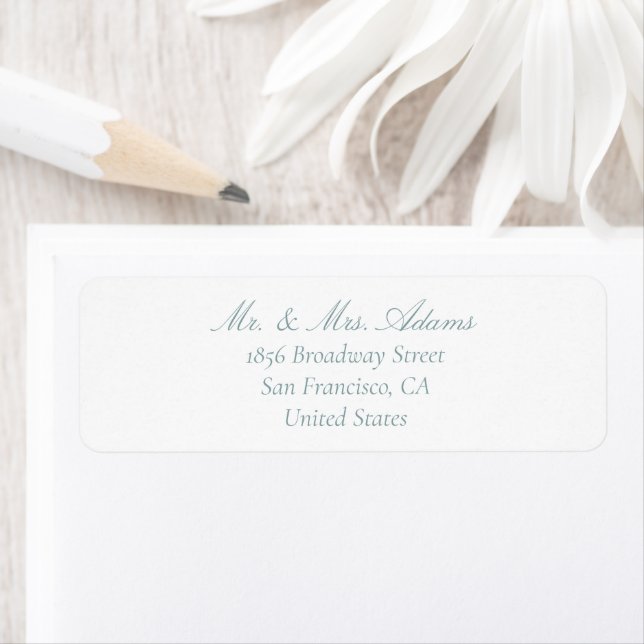 Classic Dusty Blue Wedding Pre-Addressed Return (Insitu)