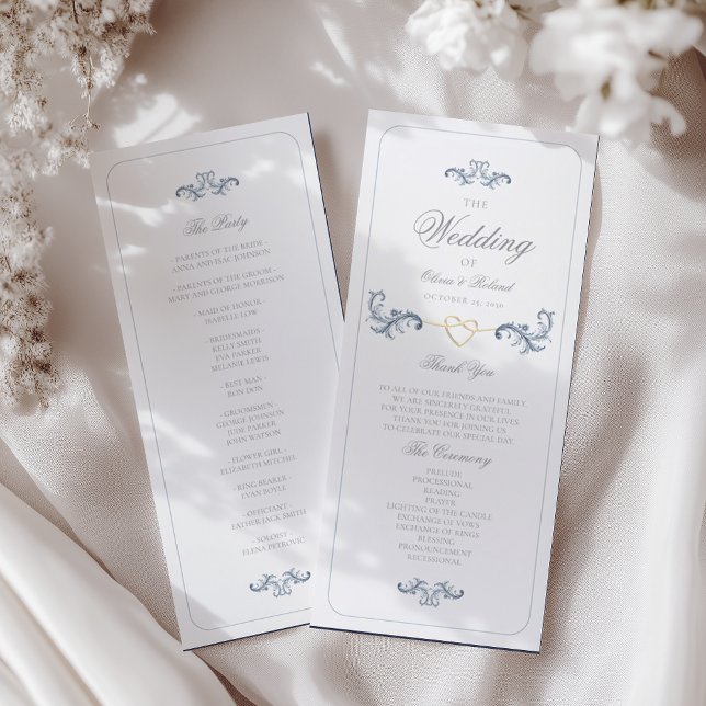 Classic Dusty Blue Wedding Program (Creator Uploaded)