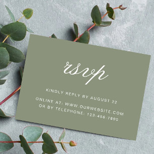 Classic Dusty Green Script Wedding RSVP Card