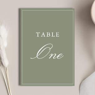 Classic Dusty Green Script Wedding Table Number