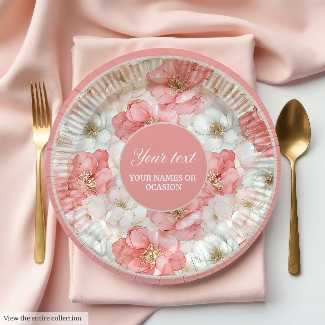 Classic dusty pink and gold 80th birthday plate (Classic dusty pink and gold 80th birthday plate)