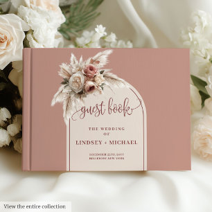 Classic Dusty Pink Pampas Grass Wedding Guest Book