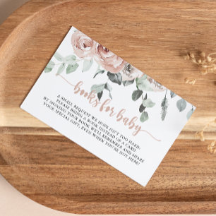 Classic Dusty Pink Rose Baby Shower Book Request Enclosure Card