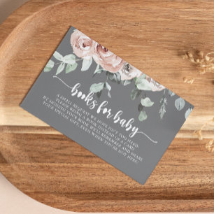 Classic Dusty Pink Rose Baby Shower Book Request Enclosure Card