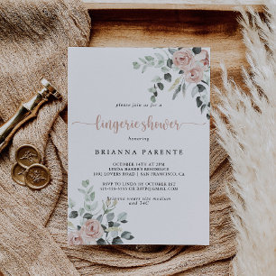 Classic Dusty Pink Rose Bridal Lingerie Shower Invitation