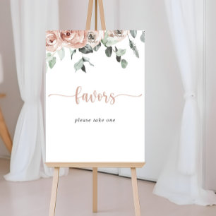 Classic Dusty Pink Rose Floral Favours Sign