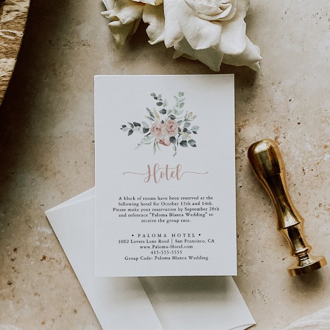 Classic Dusty Pink Rose Floral Hotel  Enclosure Card (Creator Uploaded)