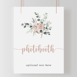 Classic Dusty Pink Rose Floral Photobooth Sign