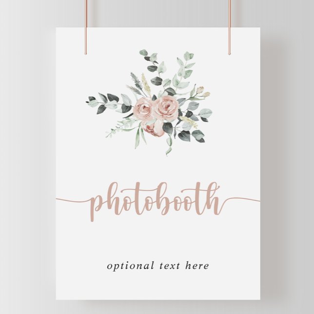 Classic Dusty Pink Rose Floral Photobooth Sign (Creator Uploaded)