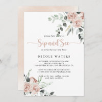 Classic Dusty Pink Rose Floral Sip and See 