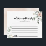 Classic Dusty Pink Rose Floral Wedding Advice Card<br><div class="desc">This classic dusty pink rose floral wedding advice card is perfect for a rustic wedding. The design features elegant watercolor dusty pink roses and green foliage, neatly assembled into beautiful bouquets. These cards are perfect for a wedding, bridal shower, baby shower, graduation party & more. Personalise the cards with the...</div>
