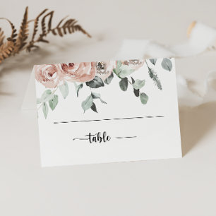 Classic Dusty Pink Rose Floral Wedding Place Card
