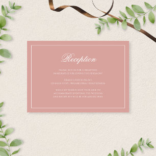 Classic Dusty Rose Border Script Wedding Reception Enclosure Card