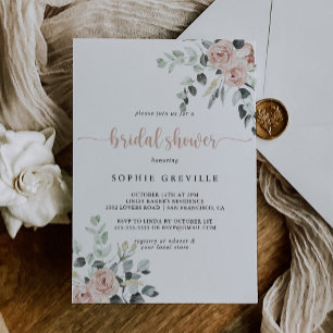 Classic Dusty Rose Floral Bridal Shower Invitation