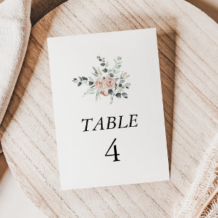 Classic Dusty Rose Floral Wedding Table Number