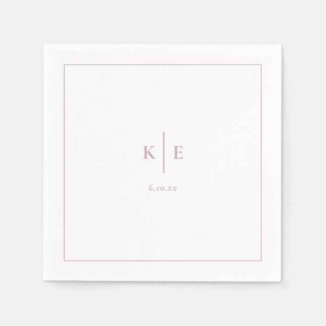 Classic Dusty Rose Monogram Wedding Napkins (Front)