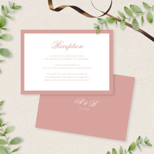 Classic Dusty Rose Monogram Wedding Reception Enclosure Card