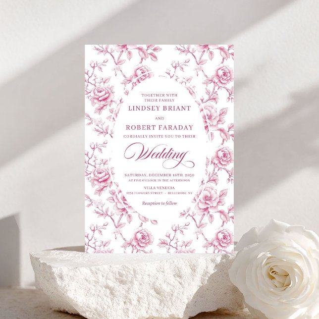 Classic Dusty Rose Rose Pattern Wedding Invitation (Classic Dusty Rose Rose Pattern Wedding Invitation)
