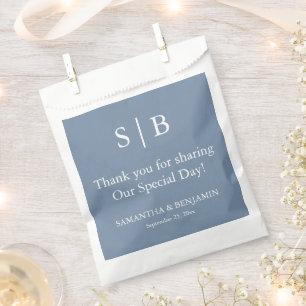 Classic Duty Blue Monogram Wedding Favour Bag