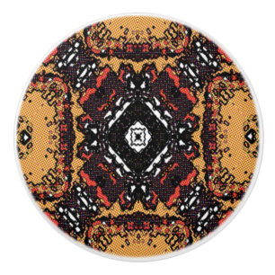 Classic Earth Tone Golden Browns Old World Pattern Ceramic Knob