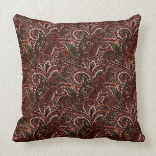Classic Earth Tones Paisley Throw Pillow