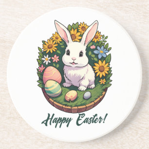 Classic Easter Bunny Illustration. Happy Easter! Coaster