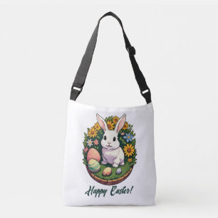 Classic Easter Bunny Illustration. Happy Easter! Crossbody Bag