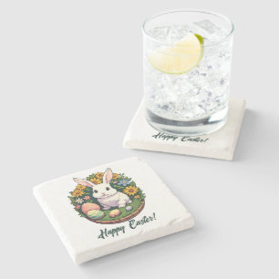 Classic Easter Bunny Illustration. Happy Easter! Stone Coaster