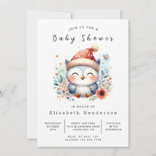 Classic Editable Owl Baby Shower Invitation