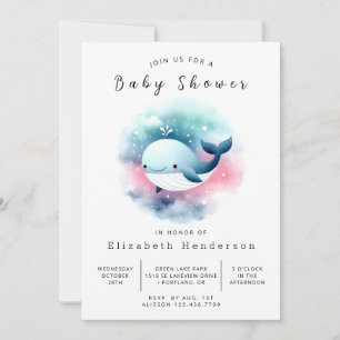 Classic Editable Whale Baby Shower Invitation