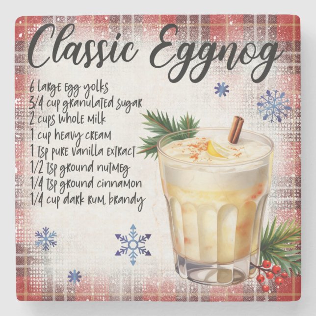 Classic Eggnog Recipe Marble Coaster (Front)