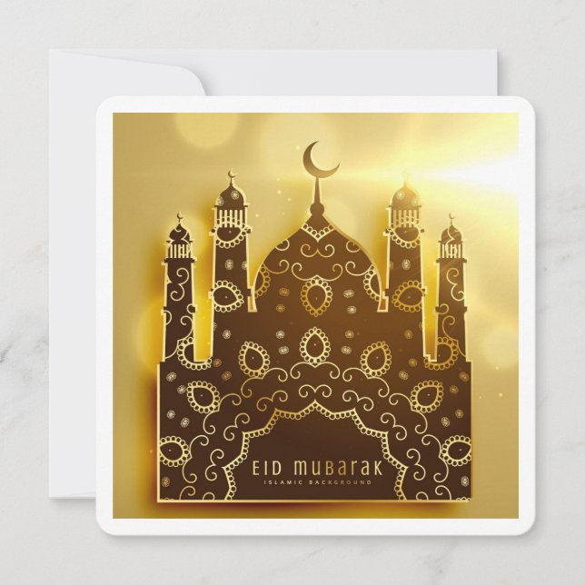 Classic Eid Mubarak Ramadan Greetings Card (Front)