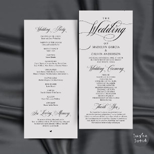 Classic Elegance Black Grey Wedding Ceremony Order Programme