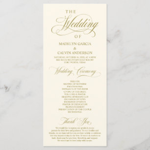 Classic Elegance Black Script, Wedding Ceremony Programme