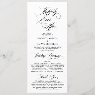 Classic Elegance Black Script, Wedding Ceremony Programme