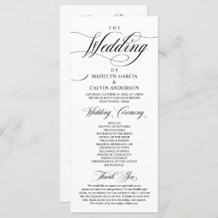 Classic Elegance Black Script, Wedding Ceremony Programme