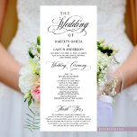 Classic Elegance Black Script, Wedding Ceremony Programme<br><div class="desc">Elegant Classy Black script, Wedding Ceremony Program in 4x9 inches (long) card. It is designed with scroll accent that can be personalised with custom/ personalised text for your bridal party, ceremony details, memorial notes and thank you message. If you are looking for other program card types and sizes, please search...</div>