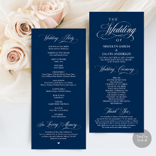 Classic Elegance Black Script, Wedding Ceremony Programme