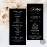Classic Elegance Black Script, Wedding Ceremony Programme<br><div class="desc">Modern Classy Wedding Program card. It is designed with scroll accent that can be personalised with custom/ personalised text for your bridal party,  ceremony details,  memorial notes and thank you message.</div>