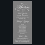 Classic Elegance Black Script, Wedding Ceremony Programme<br><div class="desc">Wedding Ceremony Program card, Elegant Classy script, in dark grey themed It is designed with scroll accent that can be personalised with custom/ personalised text for your bridal party, ceremony details, memorial notes and thank you message. If you are looking for other program card types and sizes, please search through...</div>