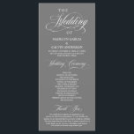 Classic Elegance Black Script, Wedding Ceremony Programme<br><div class="desc">Wedding Ceremony Program card, Elegant Classy script, in dark grey themed It is designed with scroll accent that can be personalised with custom/ personalised text for your bridal party, ceremony details, memorial notes and thank you message. If you are looking for other program card types and sizes, please search through...</div>