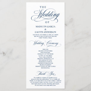 Classic Elegance Black Script, Wedding Ceremony Programme