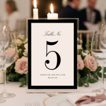 Classic Elegance Black Wedding Table Number Card