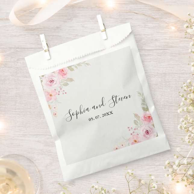 Classic Elegance: Blush Rose Wedding Favour Bags (Clipped)