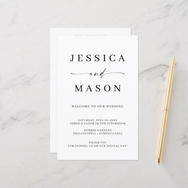 Classic Elegance Budget Wedding Program (Front/Back In Situ)